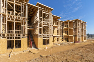 A multi-family property under construction, showing the use of quality construction materials.