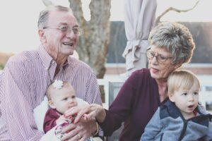 senior couple with children